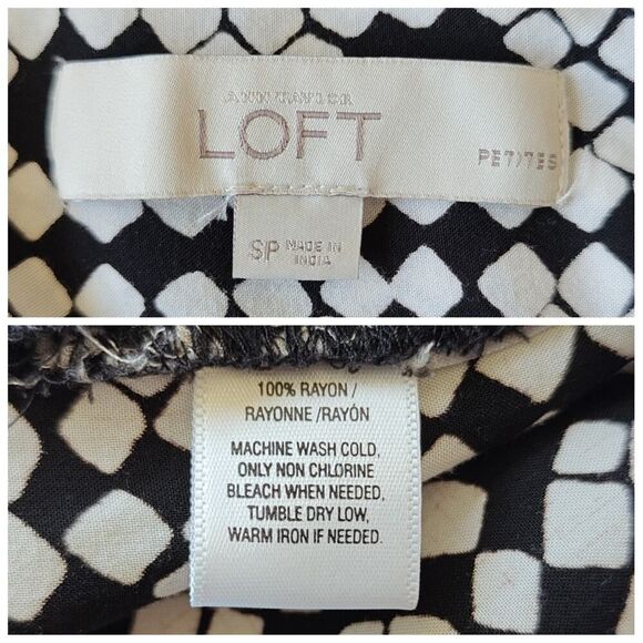 Ann Taylor LOFT diamond print tie waist shirt dress sz SP - Picture 9 of 10
